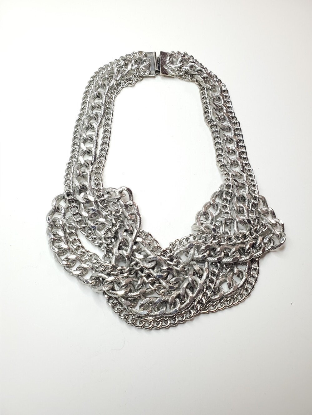 Vtg. Chunky Layered Chain Bib Necklace